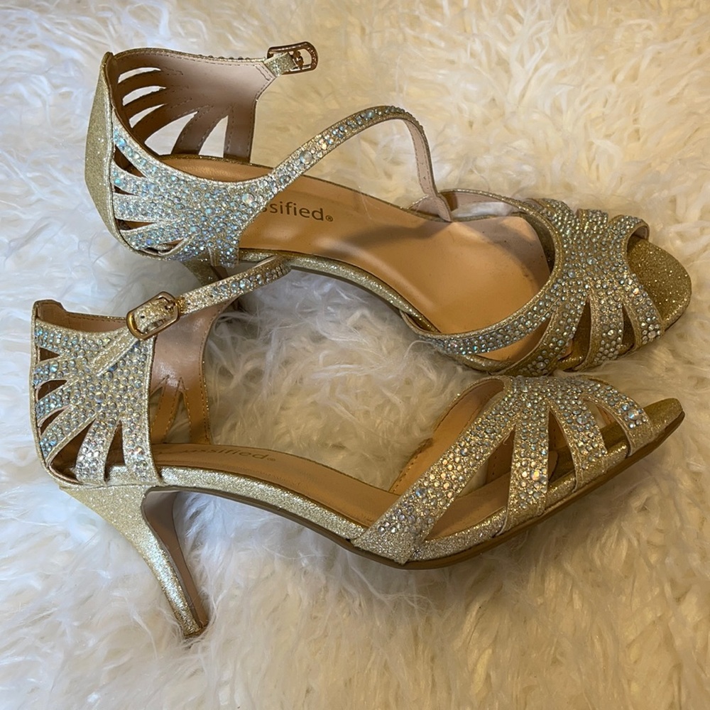 Rhinestone Gold and Silver Heels